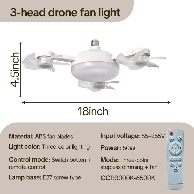 AeroGlow™ Foldable Ceiling Fan Light with Remote – Dimmable LED Socket Fan