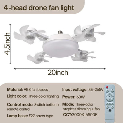 AeroGlow™ Foldable Ceiling Fan Light with Remote – Dimmable LED Socket Fan
