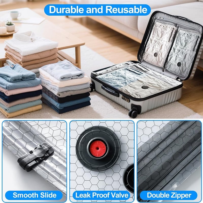 PackMate™ — Cordless Travel Vacuum Storage Compression Bag Set