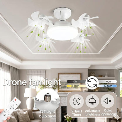 AeroGlow™ Foldable Ceiling Fan Light with Remote – Dimmable LED Socket Fan