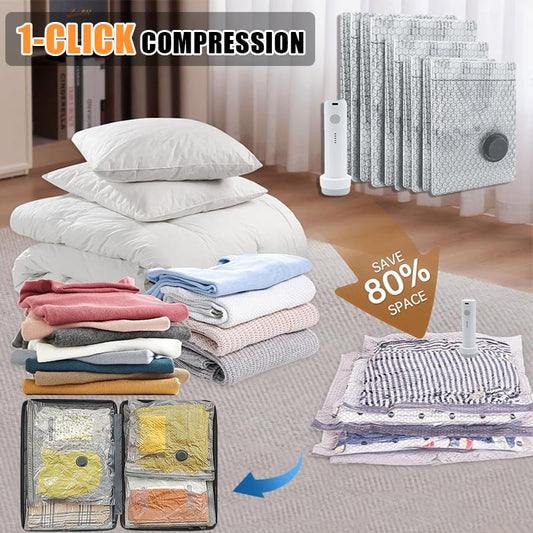 PackMate™ — Cordless Travel Vacuum Storage Compression Bag Set
