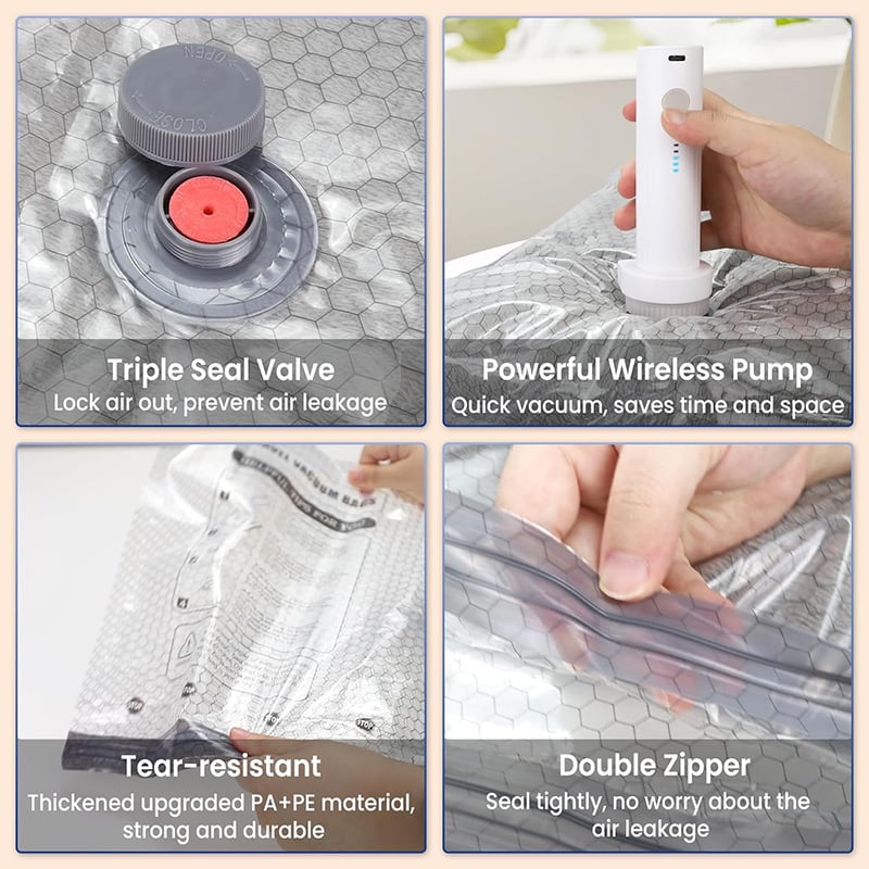PackMate™ — Cordless Travel Vacuum Storage Compression Bag Set