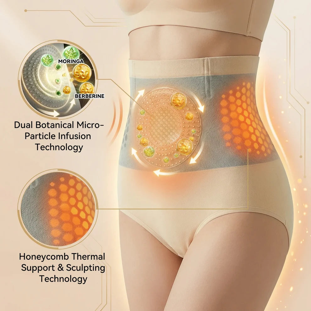 2026 Moringa & Berberine 4-in-1 Micro-Particle Sculpting Shorts, High Waisted Tummy Control Shorts Shapewear