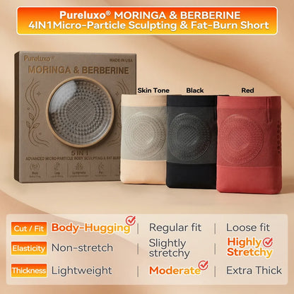 2026 Moringa & Berberine 4-in-1 Micro-Particle Sculpting Shorts, High Waisted Tummy Control Shorts Shapewear