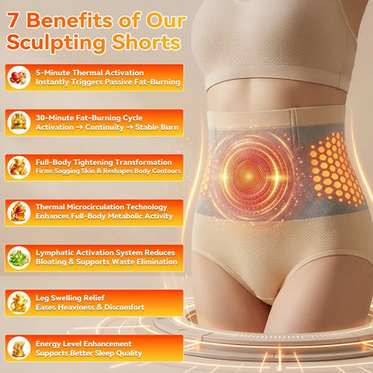 2026 Moringa & Berberine 4-in-1 Micro-Particle Sculpting Shorts, High Waisted Tummy Control Shorts Shapewear