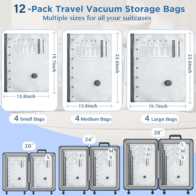 PackMate™ — Cordless Travel Vacuum Storage Compression Bag Set