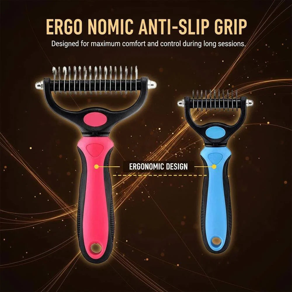 Deshedding Dog Brush - Double Sided Dematting Tool for Dogs and Cats
