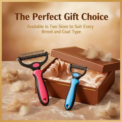 Deshedding Dog Brush - Double Sided Dematting Tool for Dogs and Cats