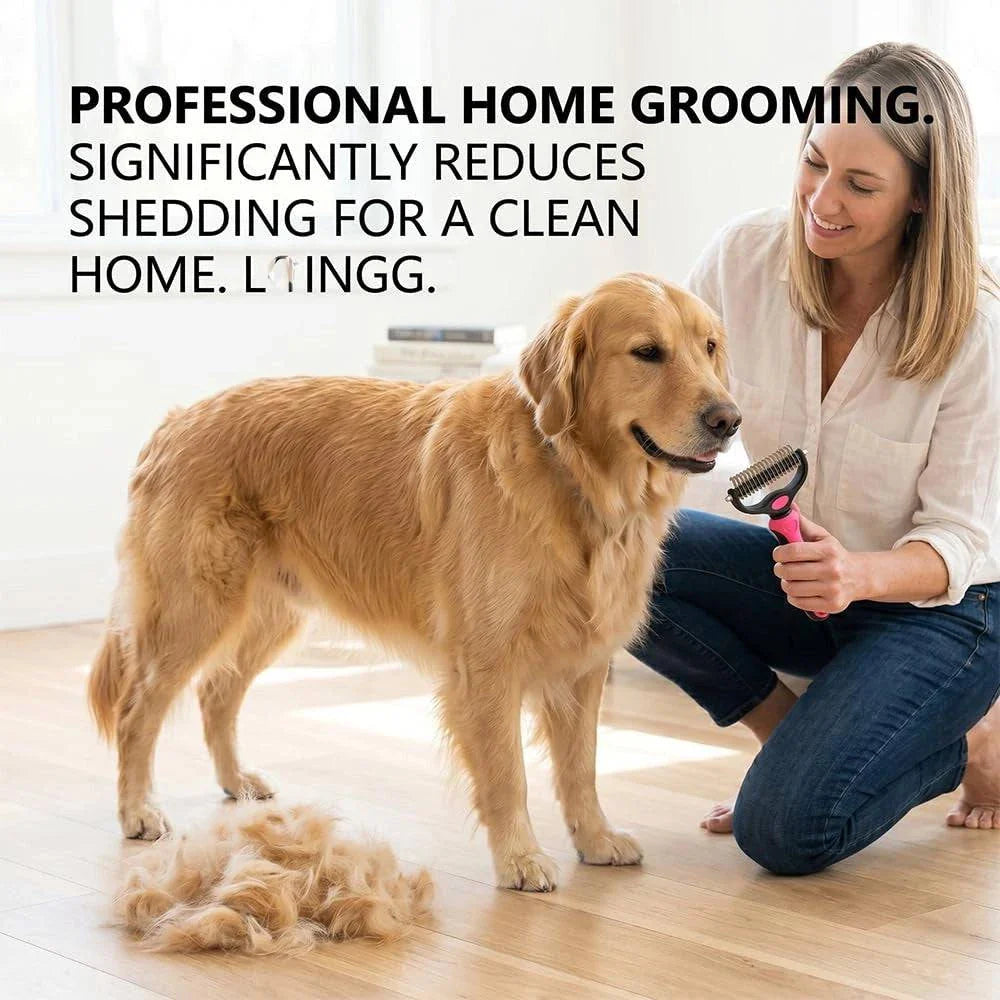 Deshedding Dog Brush - Double Sided Dematting Tool for Dogs and Cats